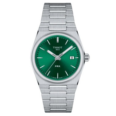 Tissot T-Classic PRX quartz watch green dial steel bracelet 35 mm T137.210.11.081.00