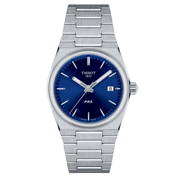 Tissot T-Classic PRX quartz watch blue dial steel bracelet 35 mm T137.210.11.041.00