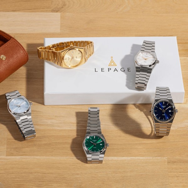 Tissot T-Classic PRX quartz watch blue dial steel bracelet 35 mm