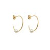 Créoles Claverin Open Hoops en or jaune et perle blanche naturelle 16 mm