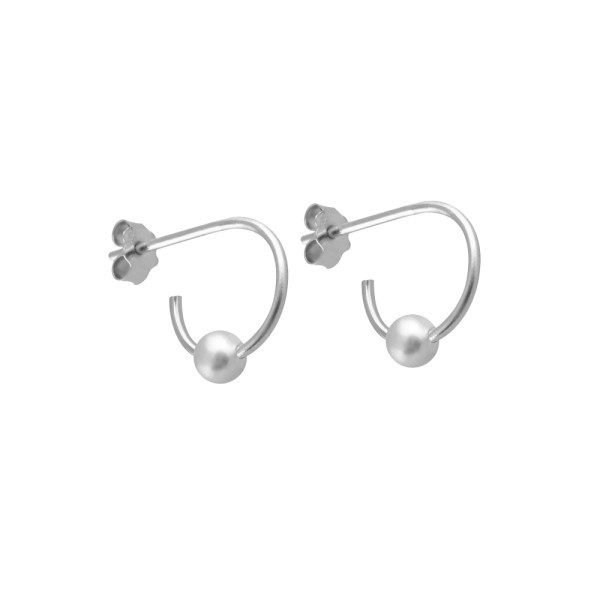 Créoles Claverin Open Hoops en or blanc et perle blanche naturelle 10 mm