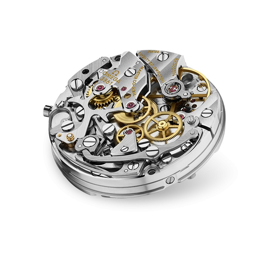 Omega Speedmaster Moonwatch Co‑Axial Master Chronometer watch in gold Moonshine green dial gold bracelet 42 mm