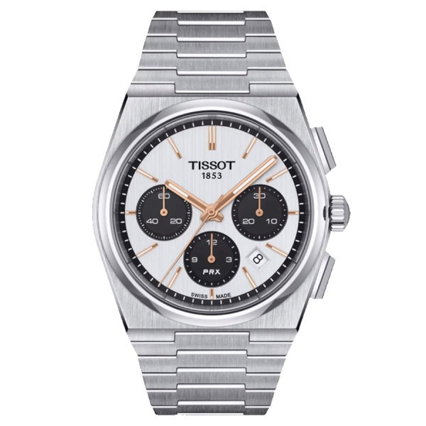 Montre Tissot PRX Chronographe automatique cadran argent bracelet acier 42 mm