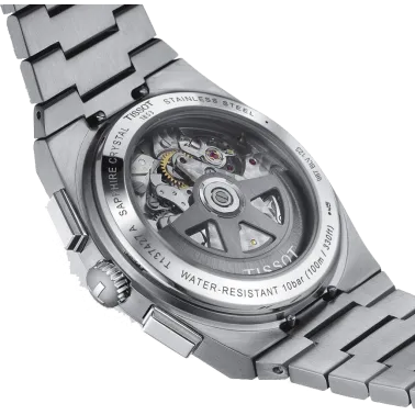 Montre Tissot PRX Chronographe automatique cadran argent bracelet acier 42 mm