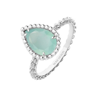 Bague Boucheron Serpent Bohème motif S en or blanc, aquaprase et diamants