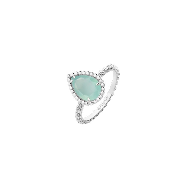 Bague Boucheron Serpent Bohème motif S en or blanc, aquaprase et diamants JRG03137