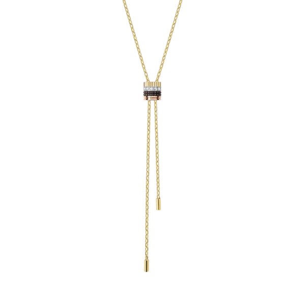 Collier cravate Boucheron Quatre Classique petit modèle trois ors, diamants et PVD marron