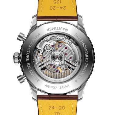 Breitling Navitimer automatic watch B01 Chronograph blue dial brown leather strap 46 mm AB0137211C1P1