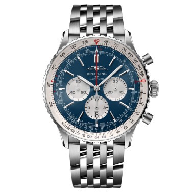 Breitling Navitimer automatic watch B01 Chronograph blue dial steel bracelet 46 mm AB0137211C1A1
