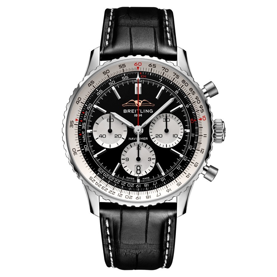 Montre Breitling Navitimer automatique B01 Chronographe cadran noir bracelet cuir noir 43 mm AB0138211B1P1 Montre Breitling Navitimer automatique B01 Chronographe cadran noir bracelet cuir noir 43 mm AB0138211B1P1