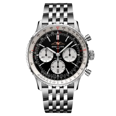 Montre Breitling Navitimer automatique B01 Chronographe cadran noir bracelet acier 43 mm AB0138211B1A1