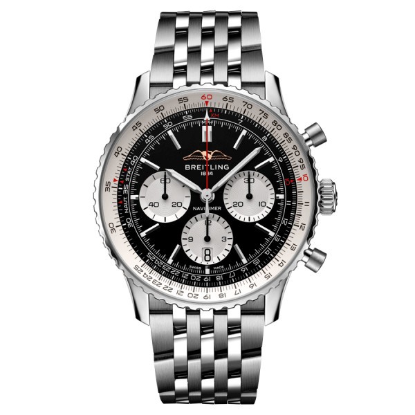 Breitling Navitimer automatic watch B01 Chronograph black dial steel bracelet 43 mm AB0138211B1A1