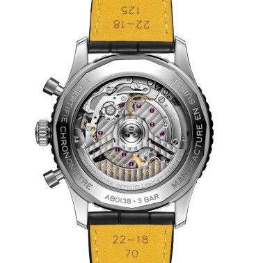 Breitling Navitimer automatic watch B01 Chronograph silver dial black leather strap 43 mm AB0138241G1P1