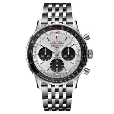 Breitling Navitimer automatic watch B01 Chronograph silver dial steel bracelet 43 mm AB0138241G1A1