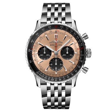 Montre Breitling Navitimer automatique B01 Chronographe cadran cuivre bracelet acier 43 mm AB0138241K1A1