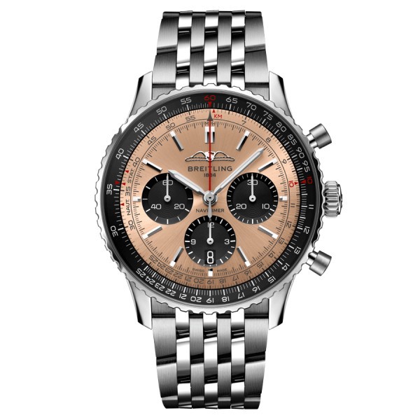Breitling Navitimer automatic watch B01 Chronograph copper dial steel bracelet 43 mm AB0138241K1A1