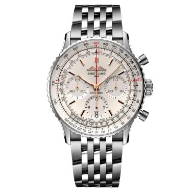 Montre Breitling Navitimer automatique B01 Chronographe cadran argent bracelet acier 41 mm AB0139211G1A1