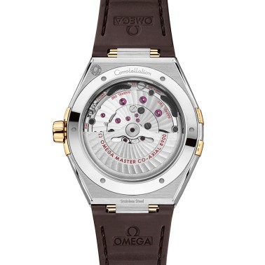 Montre Omega Constellation Co-Axial Master Chronometer Or & Acier cadran gris bracelet cuir 41 mm
