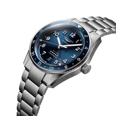 Longines Spirit Zulu Time automatic watch blue dial steel bracelet 42 mm L3.812.4.93.6