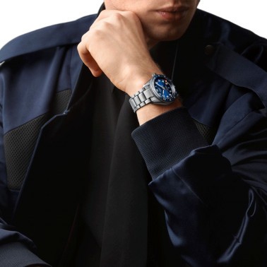 Montre Longines Spirit Zulu Time automatique cadran bleu bracelet acier 42 mm L3.812.4.93.6