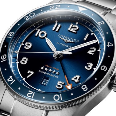 Longines Spirit Zulu Time automatic watch blue dial steel bracelet 42 mm L3.812.4.93.6