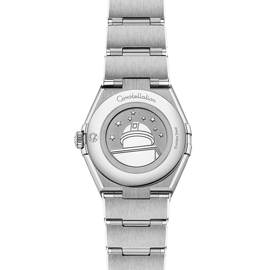 Omega Constellation Quartz pink dial watch steel bracelet 28 mm