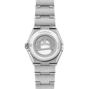 Montre Omega Constellation Quartz cadran vert index diamants bracelet acier 28 mm