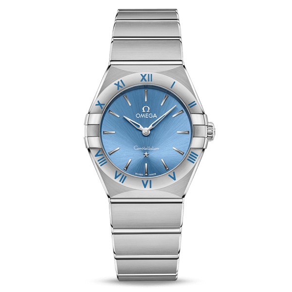 Montre Omega Constellation Quartz cadran bleu bracelet acier 28 mm