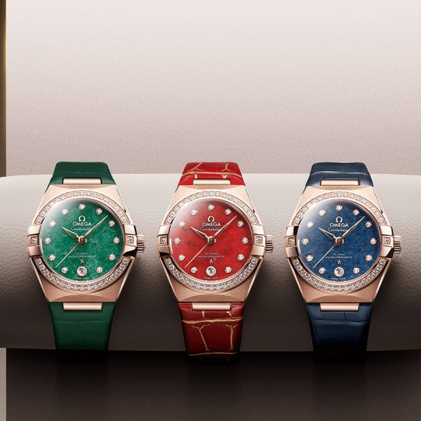 Omega Constellation Aventurine watch Pink gold diamonds green dial