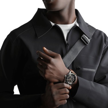 Montre Longines Spirit Zulu Time automatique cadran anthracite bracelet cuir marron 42 mm