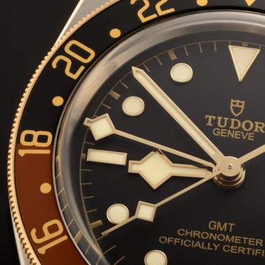 Tudor Black Bay GMT S&G automatic watch black dial black fabric strap with beige band 41 mm M79833MN-0004