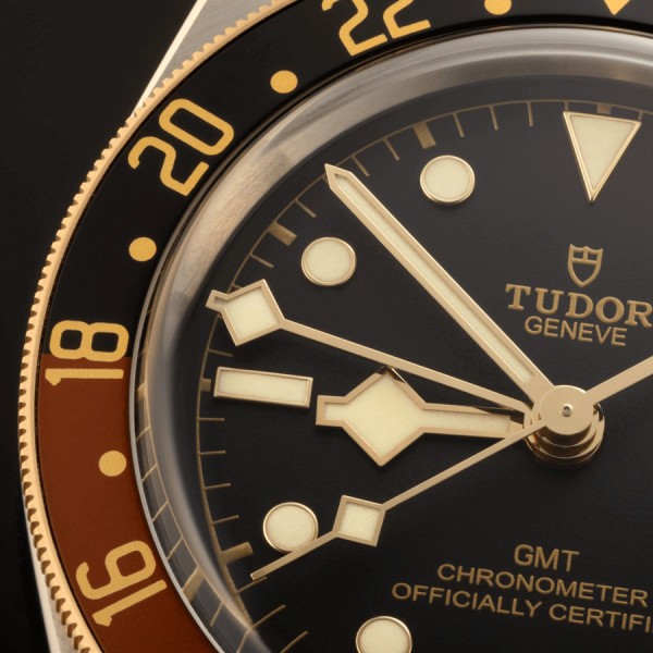 Tudor Black Bay GMT S&G automatic watch black dial black fabric strap with beige band 41 mm M79833MN-0004