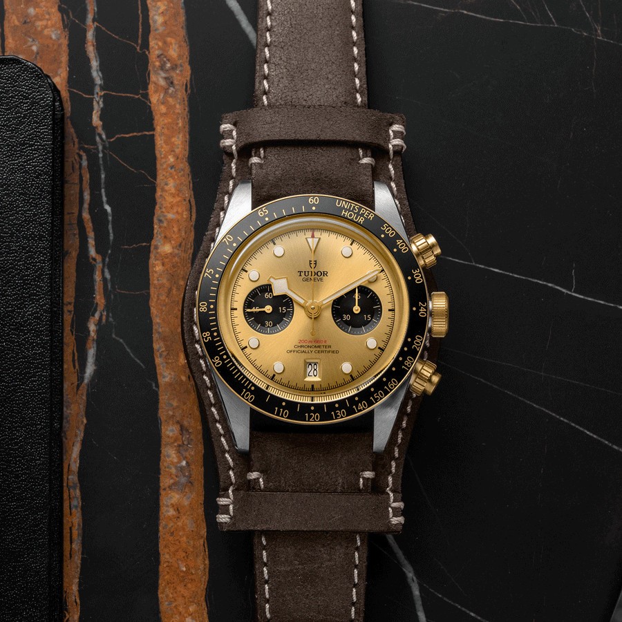 Chrono gold sales black leather