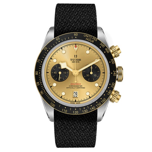 Montre Tudor Black Bay Chrono S&G automatique cadran doré bracelet tissu noir 41 mm