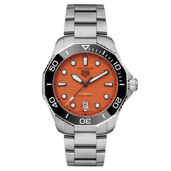 TAG Heuer Aquaracer Professional 300 Orange Diver automatic watch orange dial steel bracelet 43 mm WBP201F.BA0632
