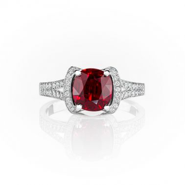Lepage Le Siam ring in white gold, pigeon blood ruby and diamonds
