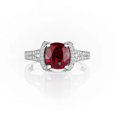 Lepage Le Siam ring in white gold, pigeon blood ruby and diamonds