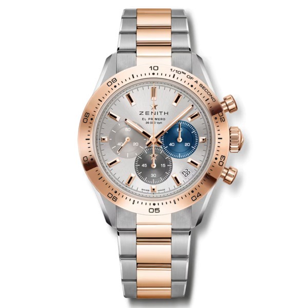 Zenith Chronomaster Sport automatic watch Steel and Rose Gold silver dial steel bracelet 41 mm