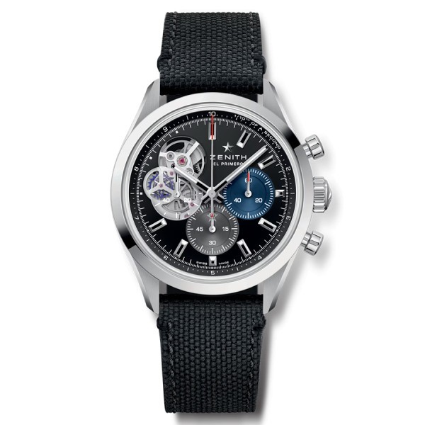 Montre Zenith Chronomaster Open automatique cadran noir bracelet tissu noir 40 mm