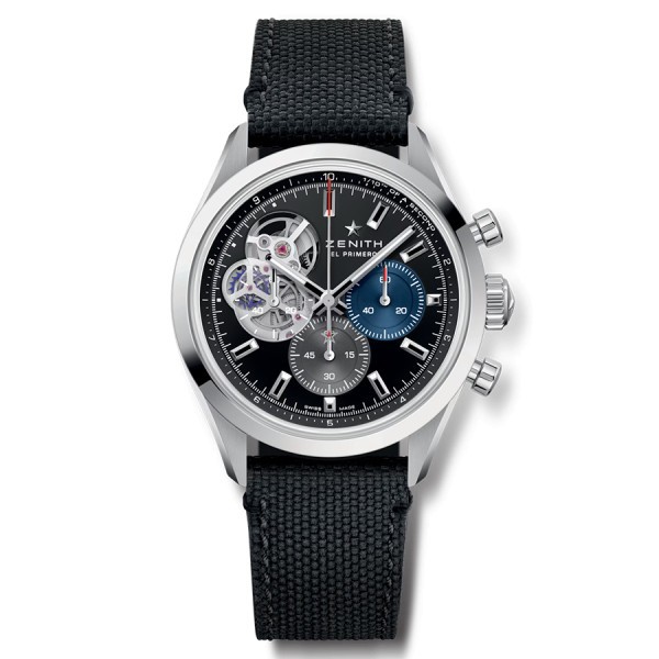 Zenith Chronomaster Open automatic watch black dial black fabric strap 41 mm