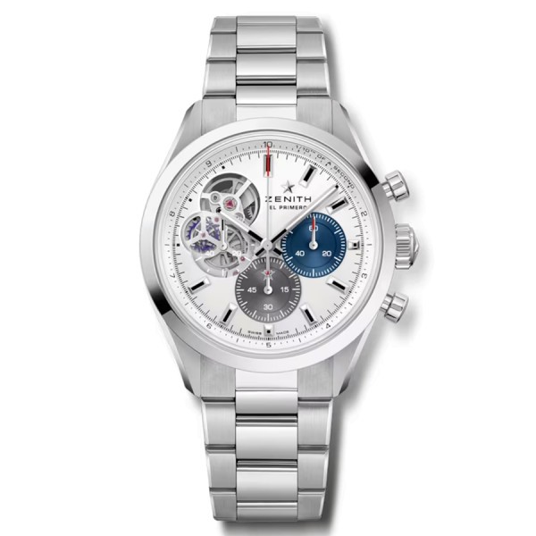 Zenith Chronomaster Open automatic watch silver dial steel bracelet 41 mm