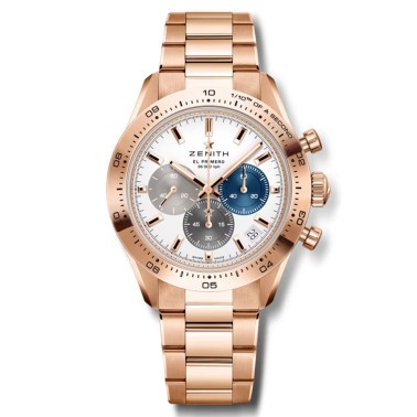 Montre Zenith Chronomaster Sport Or rose automatique cadran blanc bracelet or 41 mm