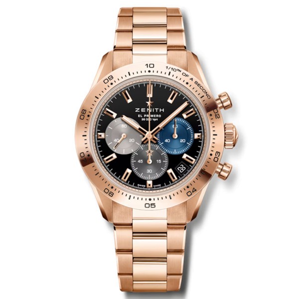Zenith Chronomaster Sport automatic pink gold watch black dial gold bracelet 41 mm
