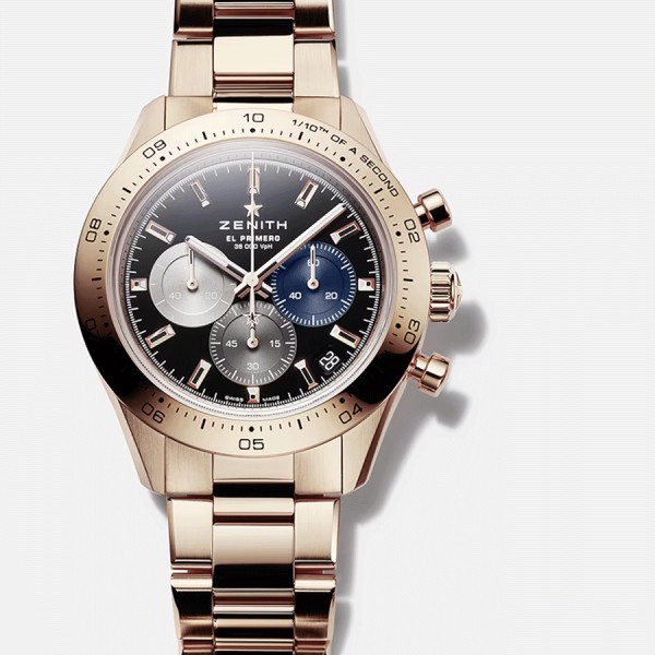 Montre Zenith Chronomaster Sport Or rose automatique cadran noir bracelet or 41 mm