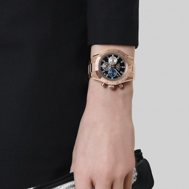 Montre Zenith Chronomaster Sport Or rose automatique cadran noir bracelet or 41 mm