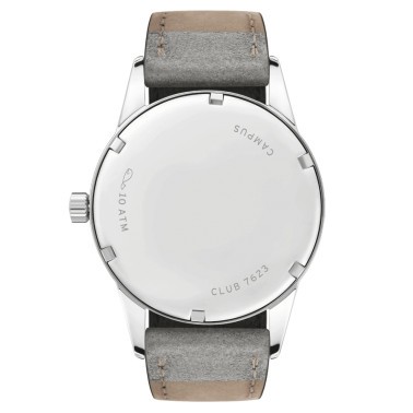 Montre NOMOS Club Campus 38 Deep Pink mécanique cadran rose bracelet cuir gris 38 mm