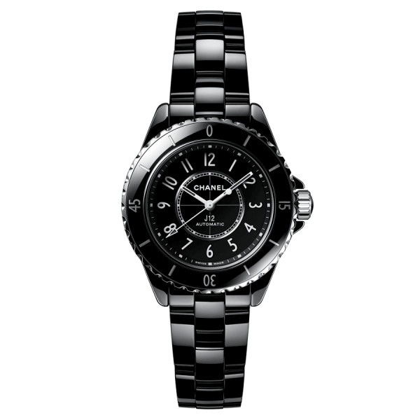 Montre CHANEL J12 Calibre 12.2 cadran noir bracelet céramique noire 33 mm H5696