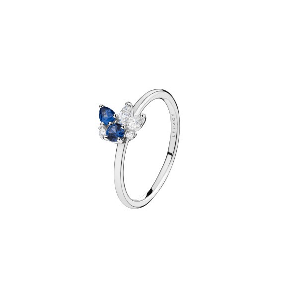 Bague Lepage Archives en or blanc, diamants et saphirs