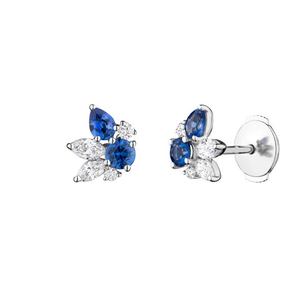 Boucles d'oreilles Lepage Archives en or blanc, diamants et saphirs