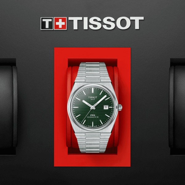 Montre Tissot PRX Powermatic 80 cadran vert bracelet acier 40 mm